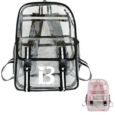 Large Capacity Clear PVC Backpack w/ USB Port