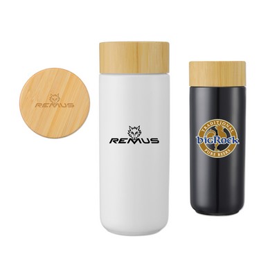10 Oz. Double Wall Ceramic Mug w/Bamboo Lid