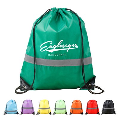 Drawstring Backpack with Reflective Strip