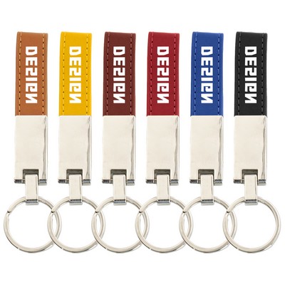 Premium Leather Keychain w/ Metal Plate