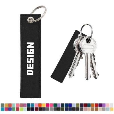 Two-Sided Embroidered Woven Keychain Tag