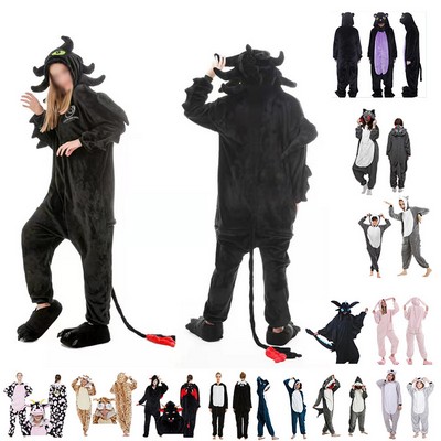 Flannel Coral Velvet Cartoon Animal Onesie Pajamas Home Clothes