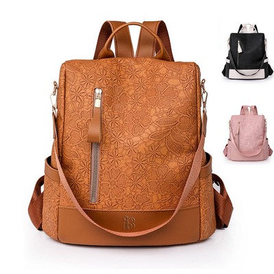 PU Leather Leisure Retro Outdoor Travel Backpack