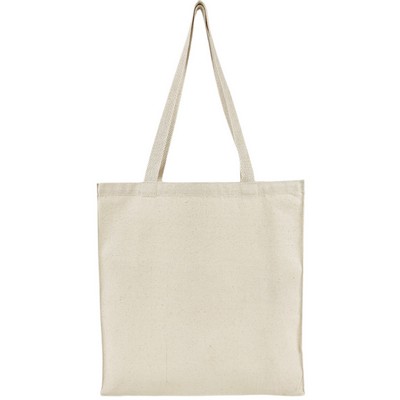 Blank 10 oz Canvas Book Tote Bag | Reusable Gusseted Everyday Grocery Natural (14x15x5)