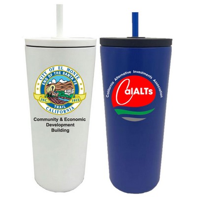 18 Oz. Slim Stainless Steel Vacuum Insulated Straw Tumbler