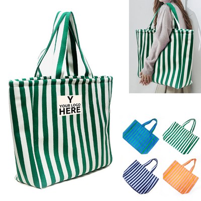 Terry Cloth Striped Beach Tote