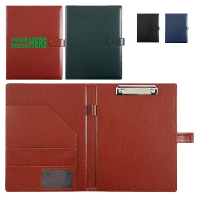 A4 Leather Padfolio Clipboard Folder With Magnetic Closure