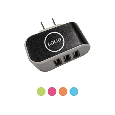 Universal USB Wall Charger & Travel Power Adapter-3-Port Candy Color Multi-Charging Station
