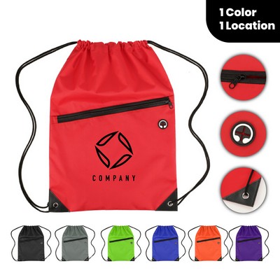Personalized Zippered Drawstring Backpack