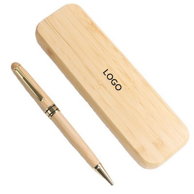 Laser Engraved Wooden Gift Box Natural Eco Friendly Bamboo Fountain Pen Set