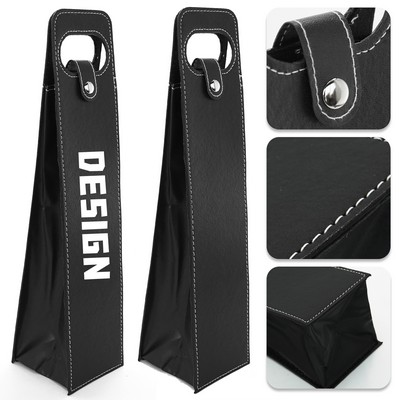 Reusable Leather Wine Tote Bag