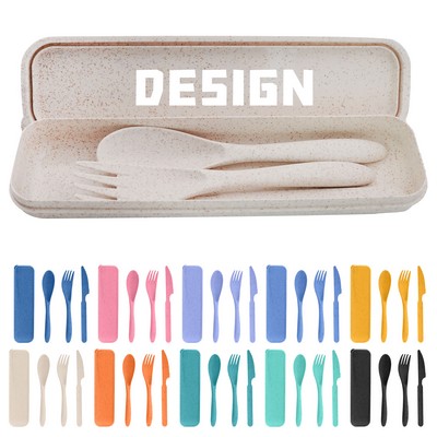 3 Pieces Wheat Straw Cutlery Utensil Set