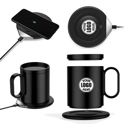 2-In-1 Wireless Charging Heated Coaster With Ceramic Mug