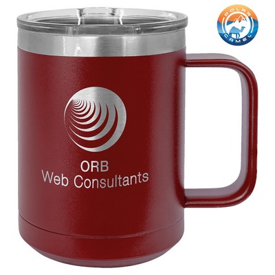 Maroon Polar Camel 15 oz Coffee Mug Vacuum Insulated with Slider Lid- Laser Engraved