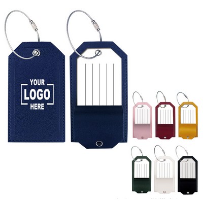 PU Leather Luggage Tag with Steel Cable