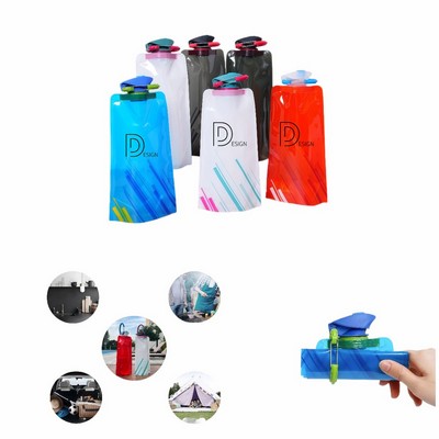 11oz Sports Portable Collapsible Water Bag W/Clip