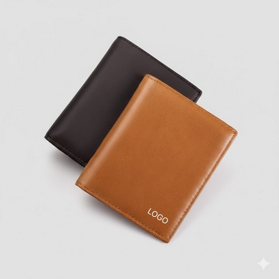 Ultra-Slim Vintage Leather Wallet Handcrafted Crazy Horse Oil-Wax Cowhide Short Bifold