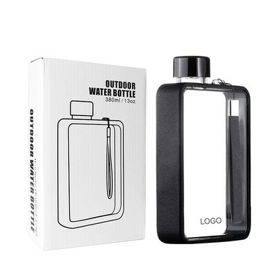 Ultra-Slim Flat Water Bottle Portable Book-Style Square Sports Flask BPA-Free Creative Leakproof