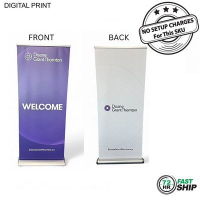72Hr Fast Ship - Deluxe Wide Base Retractable Pull Up Banner Double sided, 33.5x79