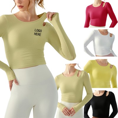 Ribbed Slim-Fit Workout Top With Built-In Bra