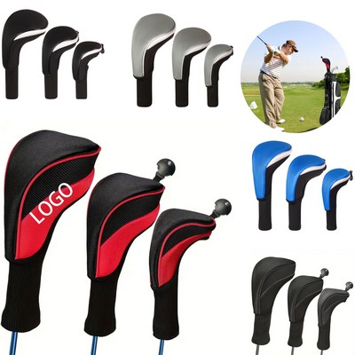 Golf Driver Head Cover 3 Pcs Set