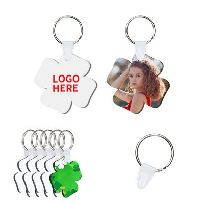 Vibrant Four Leaf Clover Wooden Keyring