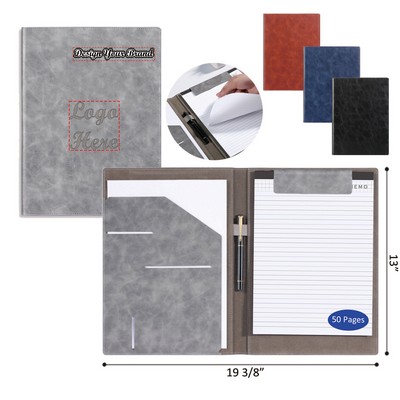 Premium A4 Leather Portfolio Set with Notepad & Metal Pen