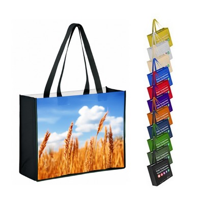 Sublimated PET Non-Woven Grocery Tote Bag w/ Gusset - 2 Sided