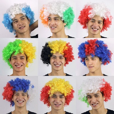 Euro and World Cup Flag Color Fan Wigs