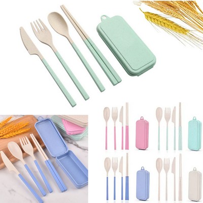 4" 1 Collapsible Wheat Straw Cutlery Set