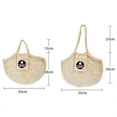 Eco-Friendly Cotton Mesh Grocery Tote With Side Pocket