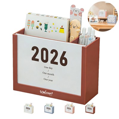 Desk Calendar 2026 Pencil Holder