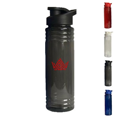 24 oz Ribbed Translucent Pop Top Water Bottle – Reusable Promotional Gym & Sports Bottle
