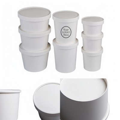16 oz. Disposable Paper Soup Containers Food Cups with Lids