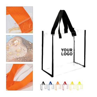 Clear Vinyl Stadium Tote Bag with Non-Woven Accent Security Checkpoint