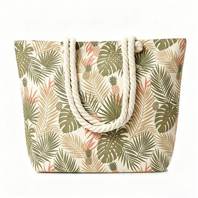 Cotton Tote With Rope Grips