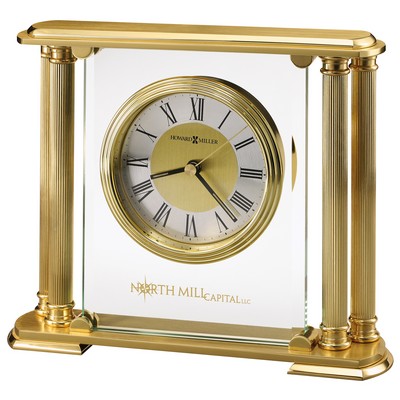 Athens Brushed Solid Brass Clock w/ 4 Columns