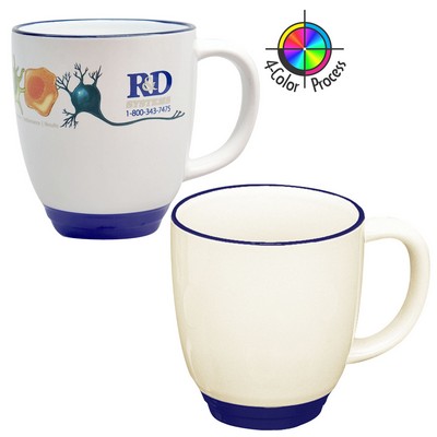 14 Oz. Almond & Cobalt Blue Heartland Bistro Mug - Dishwasher Safe - Full Color Process