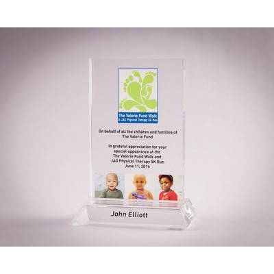 2D Vertical Crystal Award w/Base (4 x 6 x 5/8")