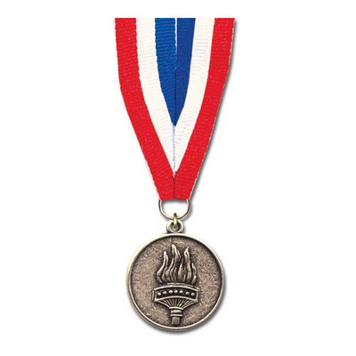 Torch Cast CX Medal w/Grosgrain Neck Ribbon (1 1/8")