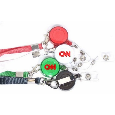Round Retractable Badge Reel w/Lanyard