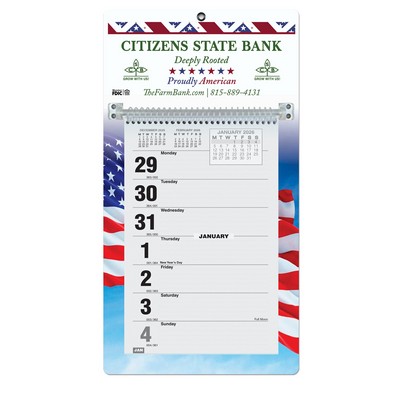 Weekly Wall Calendar w/Monday Start (7"x 12 ¼")