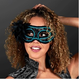 Aqua E.L. Wire Mardi Gras Mask - BLANK