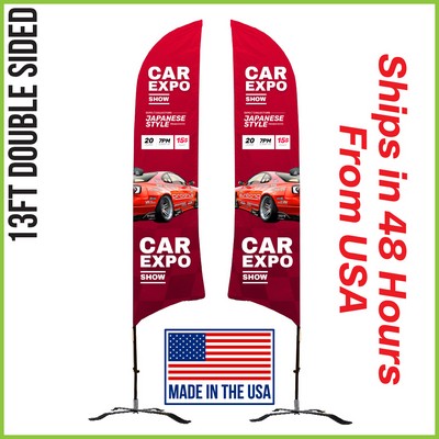 13' Shark Flag - Double-Sided W/Black X Base - Made in the USA