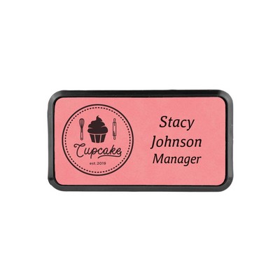 Laser Engraved Leatherette Framed Badge 3" x 1 1/2"