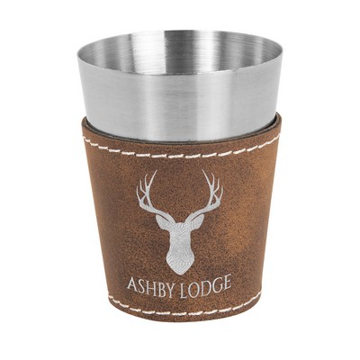 Leatherette on Steel Shot Glass (Rustic Silver)