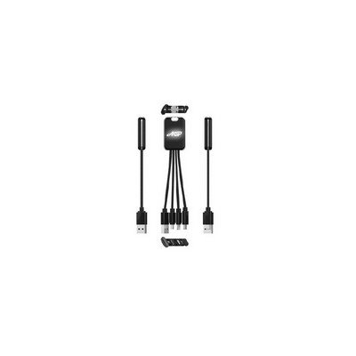 Multiple Tips Charging Cable With Light Up Logo For IPhone, Android And Other Mobile Devices
