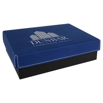Engraved Faux Leather Gift Box, Blue, 7 3/8"(L) x 5 3/4"(W) x 2 1/4"(H)