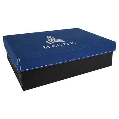 Engraved Faux Leather Gift Box, Blue, 9 3/4"(L) x 7"(W) x 3"(H)
