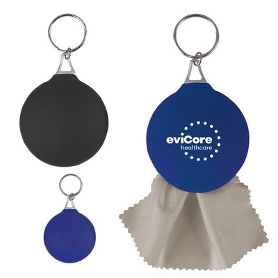 Rubber Key Chain With Microfiber Cleaning Cloth